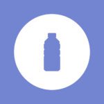 plastic water bottle illustration prple in a white circle