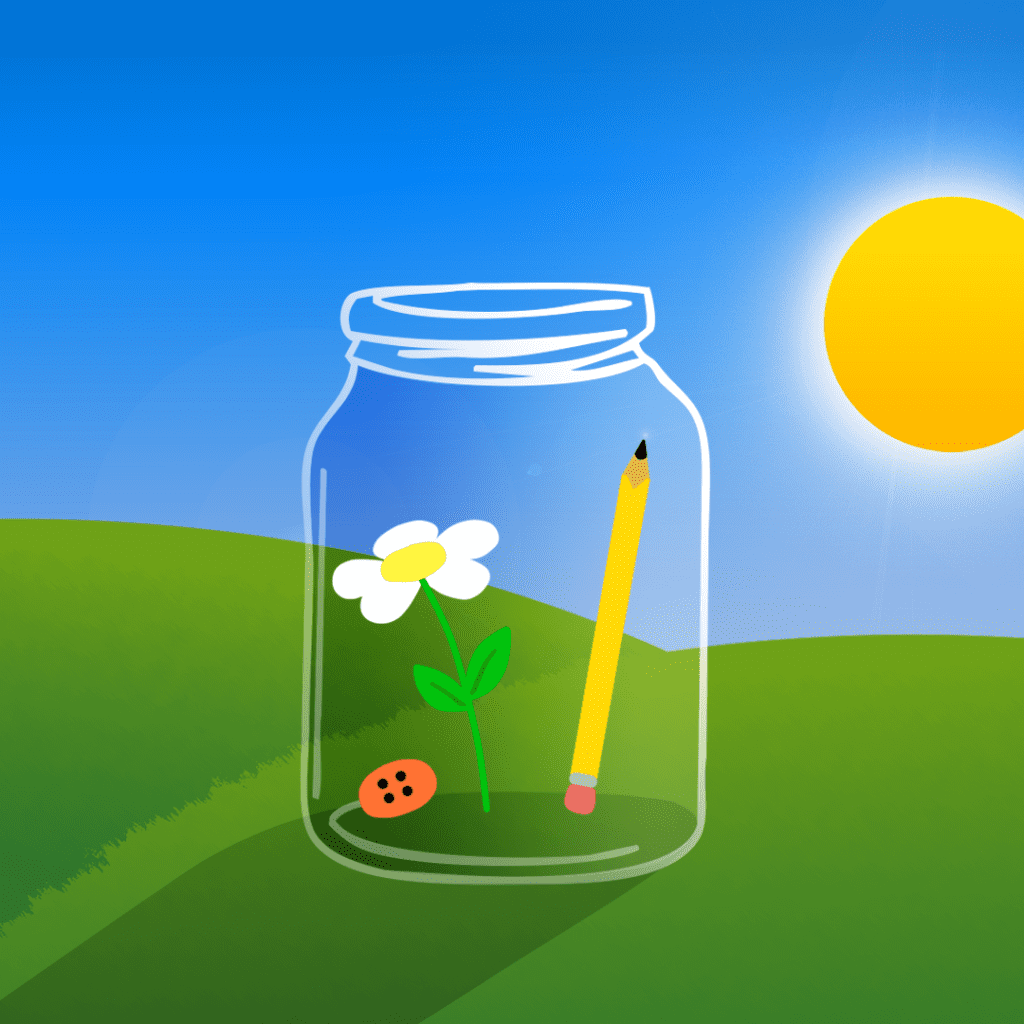 illustration by Joe Toft to show ideas to reuse glass jars for craft supplies